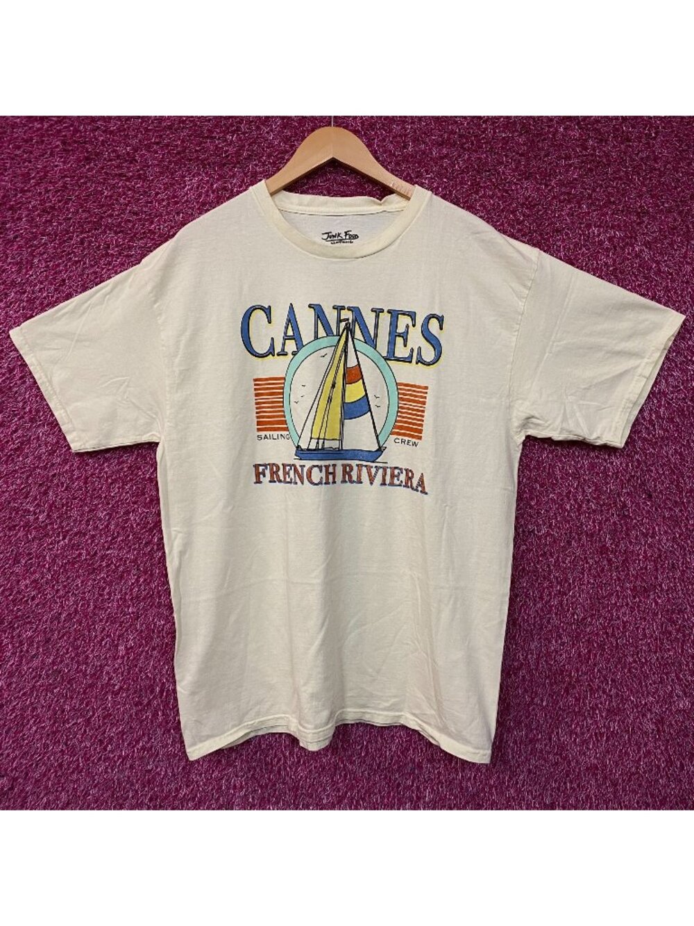 Junk Food Clothing Cannes Sailing Crew French Riviera Retro Style T-Shirt Large
